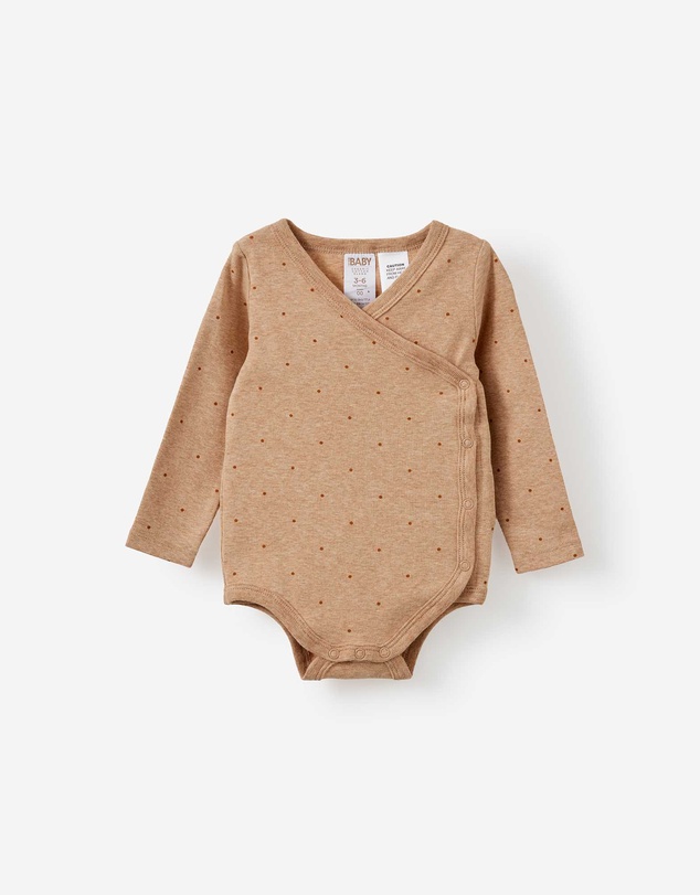 Cotton On Kids - Organic Cross Over Long Sleeve Bubbysuit