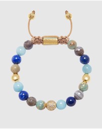 Nialaya Jewellery - Women's Beaded Bracelet with Aquamarine, Blue Lapis, Opal, and Botswana Agate