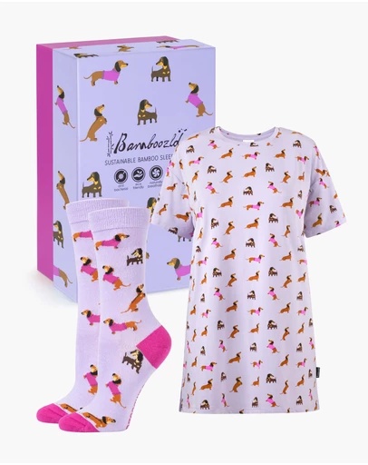 Bamboozld - Women's Bamboo Jersey Dash Dreaming Night-Tee & Sock Gift Set