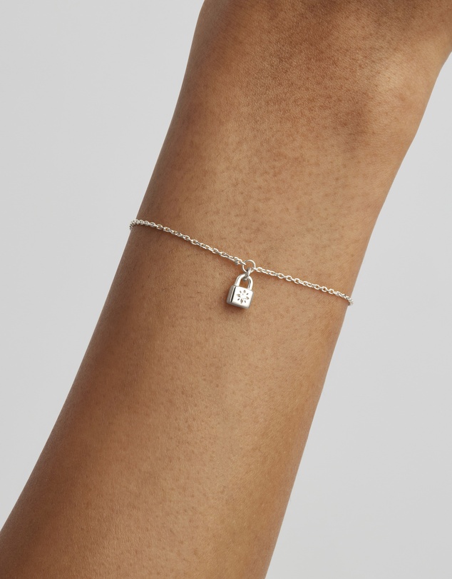 By Charlotte - Crystal Lotus Padlock Bracelet