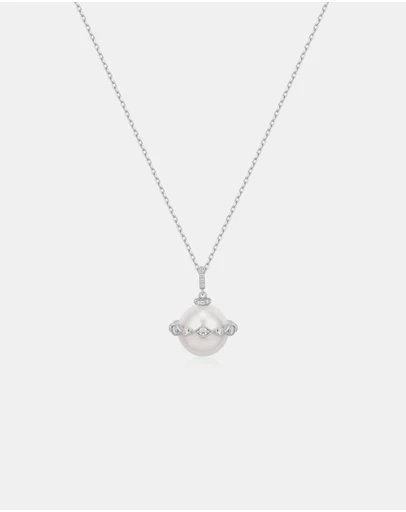 Ania Haie - Silver Shell Pearl Halo Evil-Eye Necklace