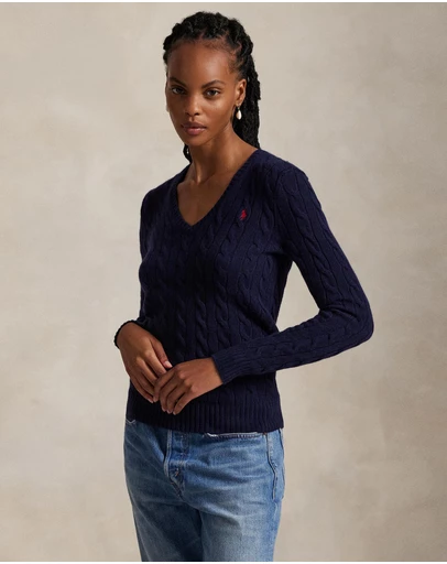 Polo Ralph Lauren - Cable-Knit Wool-Cashmere V-Neck Sweater - ICONIC EXCLUSIVE
