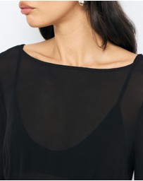 AERE - Balloon Sleeve Georgette Top