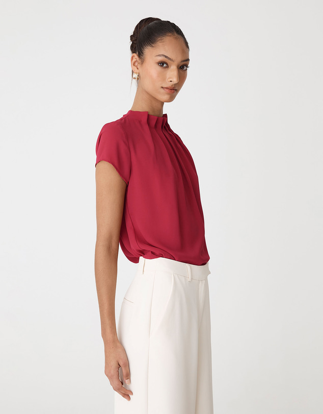 Forcast - Olivia Pleated High Neck Top