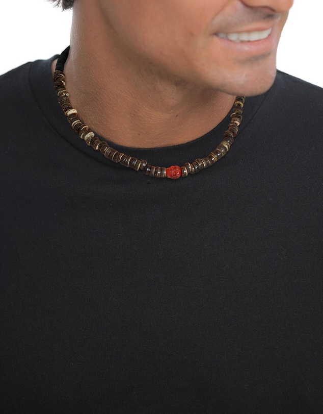 Kuzzoi - ICONIC EXCLUSIVE - Cornelian Skull Bead Necklace in 925 Silver