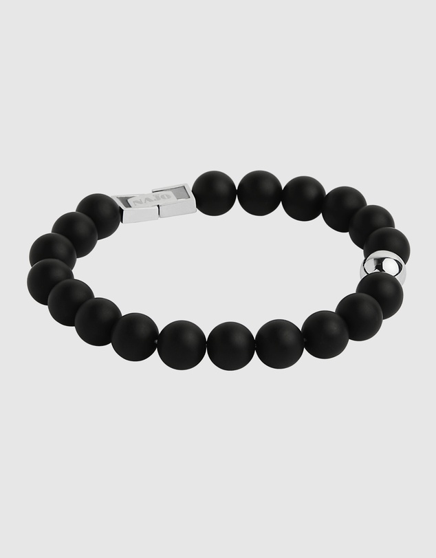 Najo - Atlas 10mm Onyx & Steel Bracelet