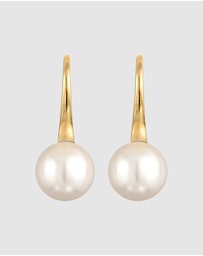 Elli Jewelry - Earrings Fishhook Elegant with Synthetic Pearl in 925 Sterling Silver Gold Plated