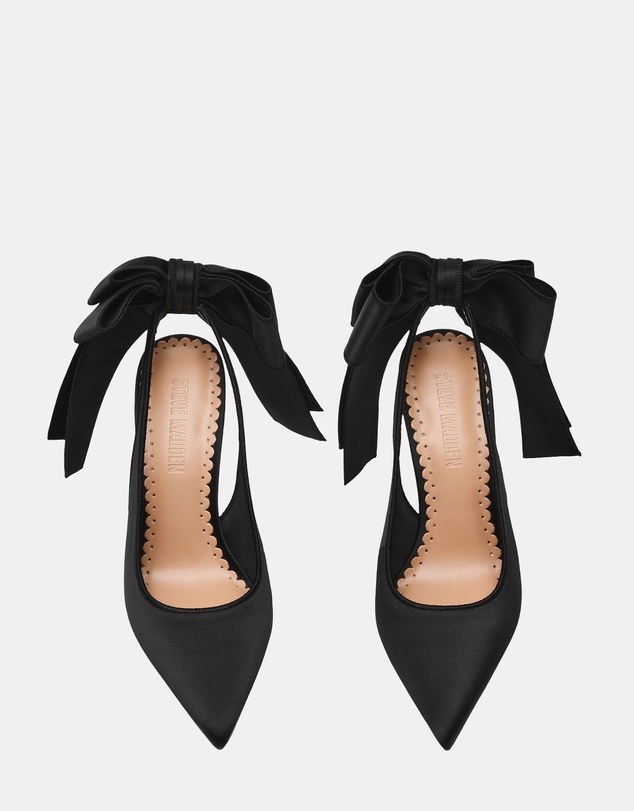 Steve Madden - Teacup Black Satin Heels