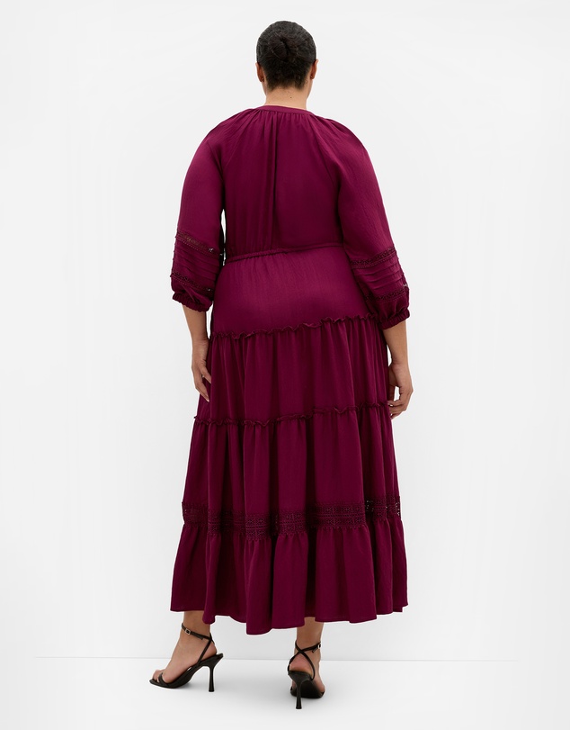 City Chic - Plus size Tiana Tier Maxi Dress - berry