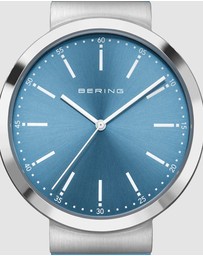 Bering - Bering Gents 41mm Acrtic Blue Dial Arctic Blue Silicon Strap Watch