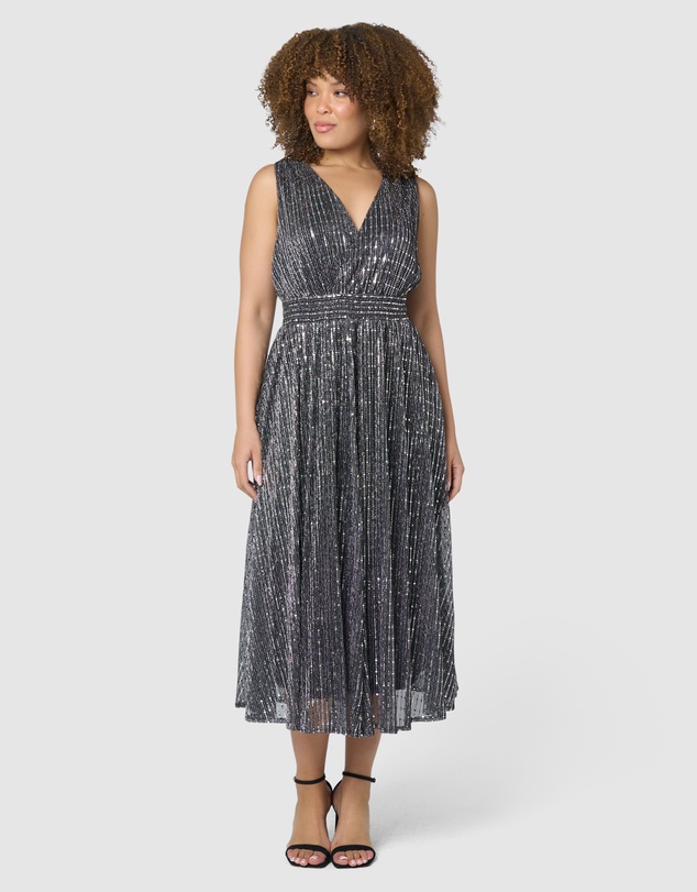 Pink Dusk by Curve Project - Sparkle Bright Midi Dress