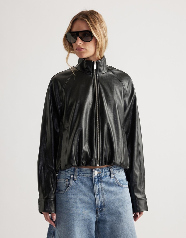Decjuba - Ari Faux Leather Bomber Jacket