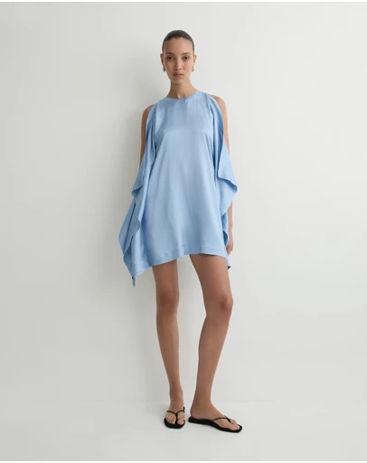 BONDI BORN - Como Waterfall Mini Dress - Sky Blue