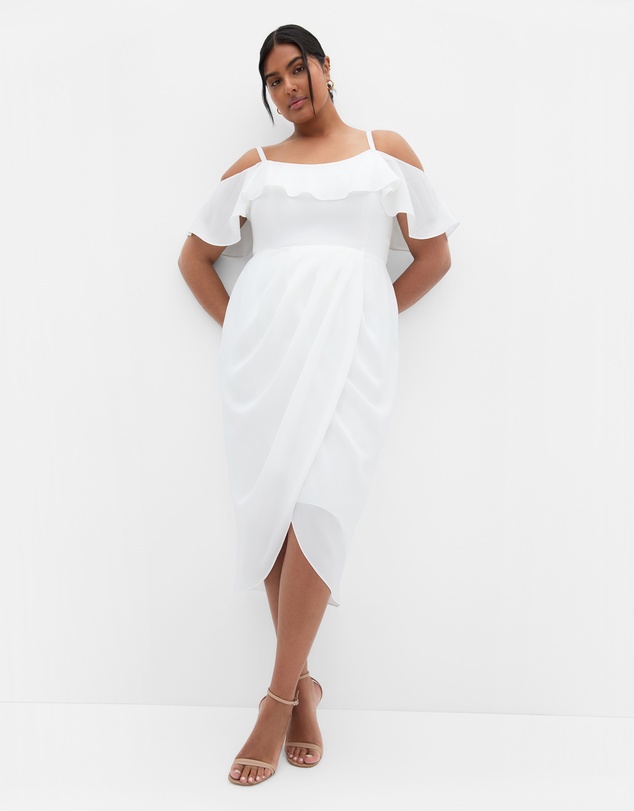 City Chic - Flirtation Drape Midi Dress