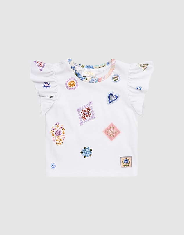 Camilla - Embroidered Frill Tee - Babies