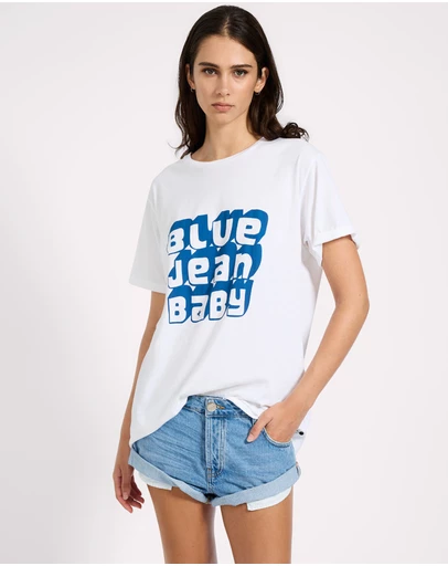 ONE TEASPOON - Blue Jean Baby Boyfriend Tee - White