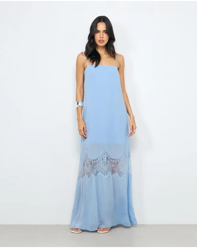 AERE - Alina Lace Insert Maxi Dress