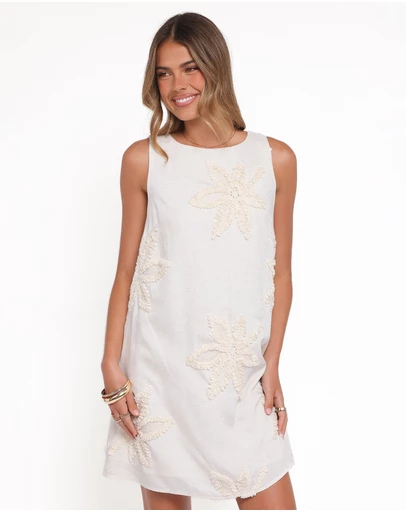 Petal & Pup - Beverley Embroidered Mini Dress - Cream