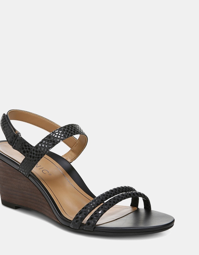 Vionic - Emmy Wedge Sandal - Black Lizard