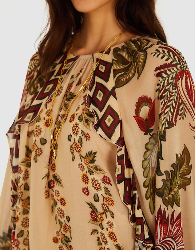 Farm Rio - Ligia Floral Cascade Long Sleeve Blouse