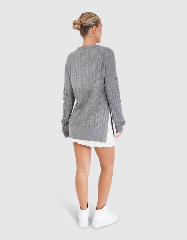 Belle & Bloom - At Last Cable Knit Jumper with Slit