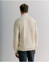 Trenery - Button Neck Monogram Sweat in Fawn