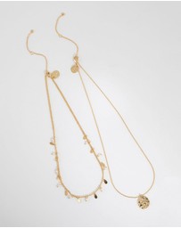 Lovisa - Gold Plated Freshwater Pearl & Molten Necklace Set