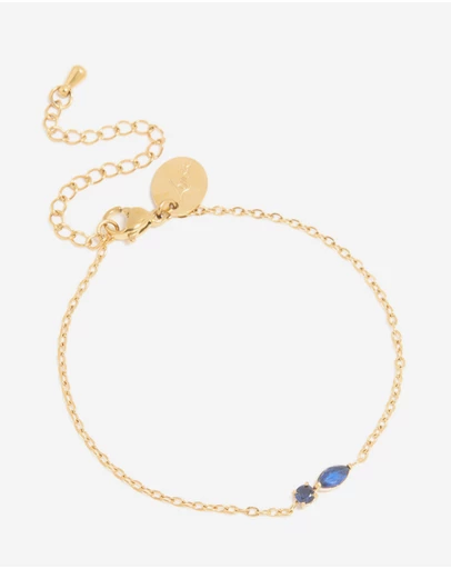 Lovisa - Waterproof Gold Plated Stainless Steel September Blue Cubic Zirconia Birthstone Bracelet
