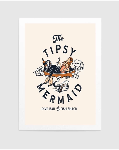 Olive et Oriel - Tipsy Mermaid Dive Bar Mermaid by The Whiskey Ginger Art Print