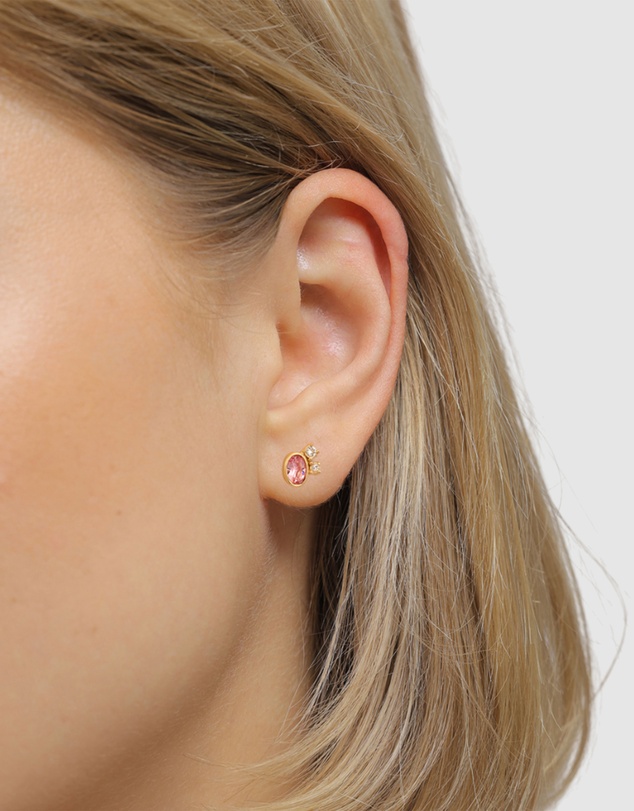 Elli Jewelry - Crystal Oval Stud Earrings in Gold-Plated 925 Silver