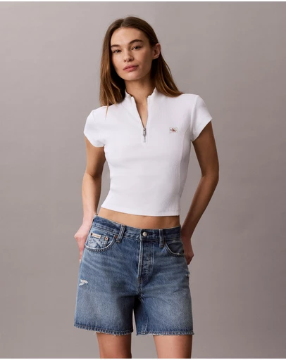 Calvin Klein Jeans - Monologo Patch Rib Zip Top