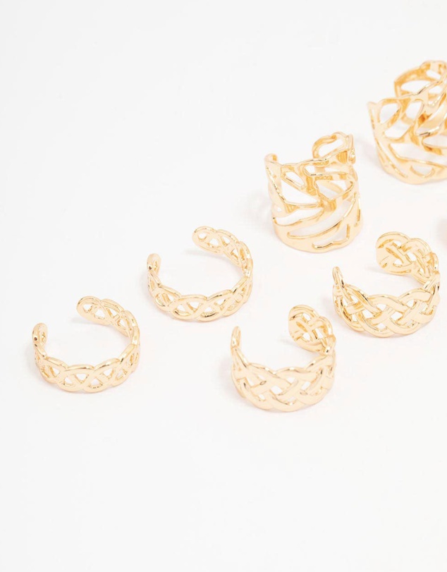 Lovisa - Gold Plated Surgical Steel Roman Leaf Ear Cuff 10-Pack