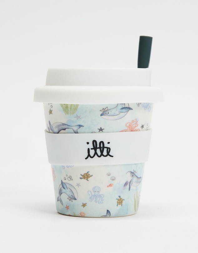 itti bitti - Reusable Baby Cino Cup With 2 Straws - Neptune