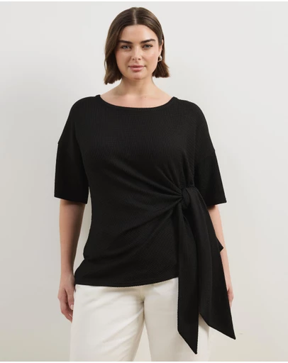 Atmos&Here Curvy - Monica Textured Tie T-Shirt