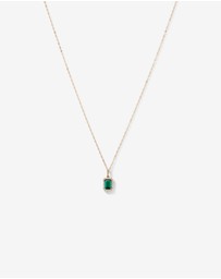 Michael Hill - Emerald Cut Green Created Emerald Gemstone and  Diamond Halo Pendant with Chain in 10kt Yellow Gold