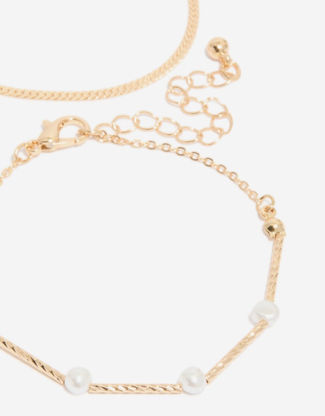 Lovisa - Gold Diamante & Pearl Bracelets 4-Pack