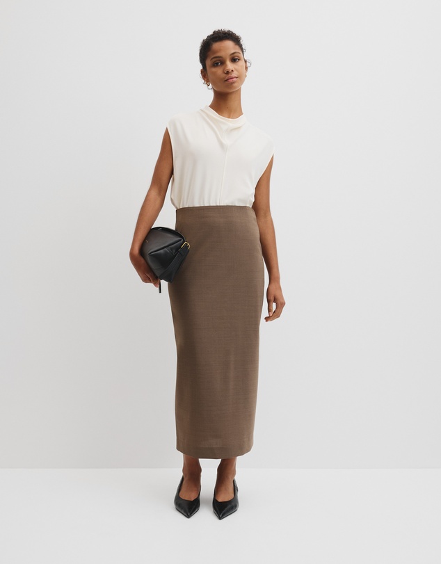 Country Road - Wool Blend Midi Tailored Skirt
