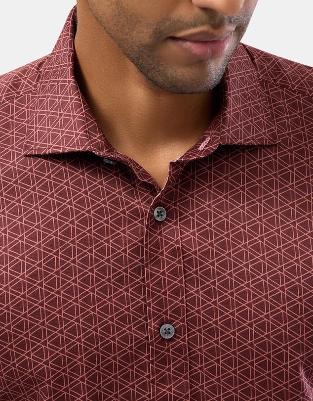 Brooksfield - Triangle Print Slim Fit Dress Shirt
