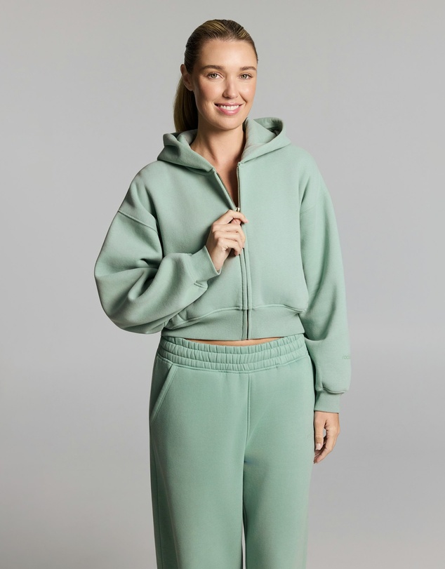 Rockwear - Luxe Fleece Cropped Zip Through Hoodie