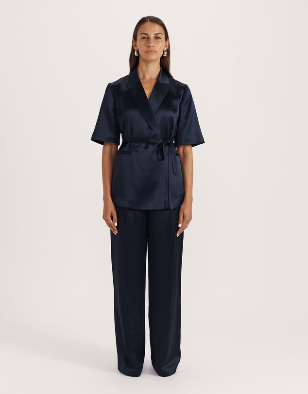 SABA - Sallee Satin Short Sleeve Belted Jacket