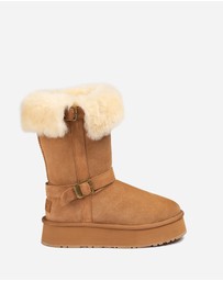 Ozwear Connection Uggs - Ugg Classic Platform Buckle Long Boots (4.5cm) (Water Resistant)