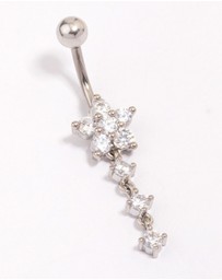 Lovisa - Titanium Cubic Zirconia Flower Triple Threadless Belly Bar
