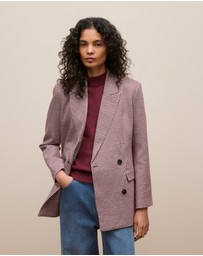Trenery - Puppytooth Ponte Double Breasted Blazer in Espresso