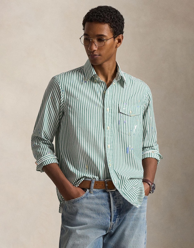Polo Ralph Lauren - Classic Fit Paint-Splatter Striped Shirt
