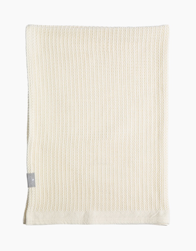 Living Textiles - Cotton Cellular Blanket - Natural White