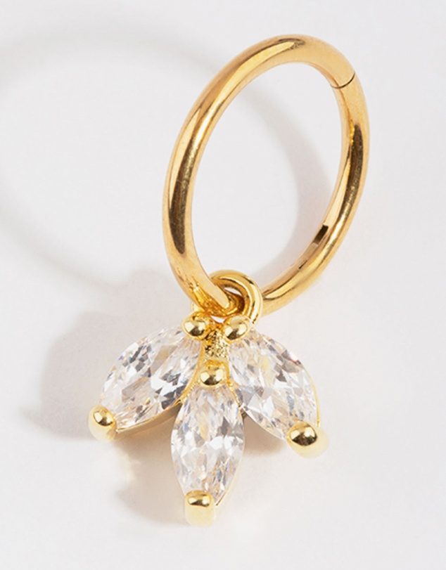 Lovisa - Gold Plated Titanium Marquise Cubic Zirconia Belly Ring