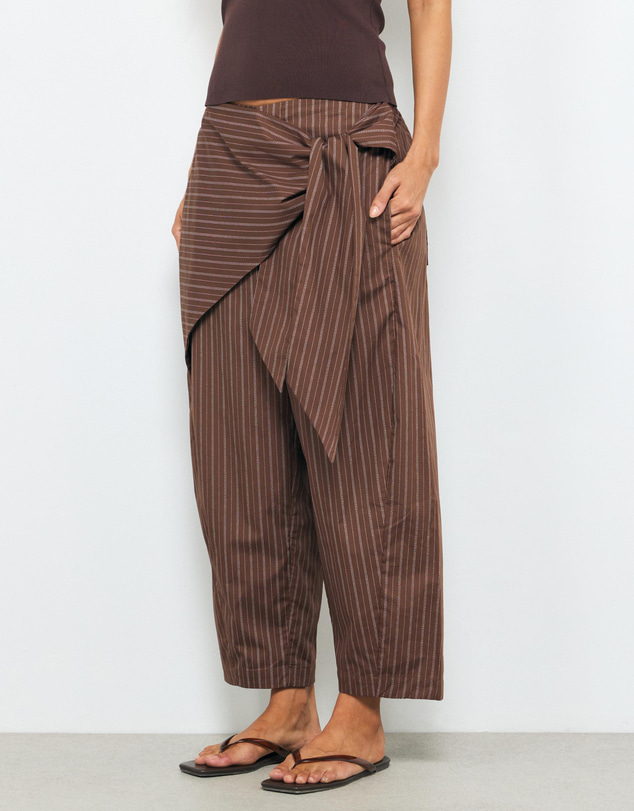 AERE - Stripe Cotton Front Tie Pants