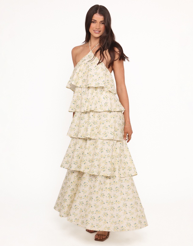 Petal & Pup - Darlia Halterneck Maxi Dress - Yellow Floral