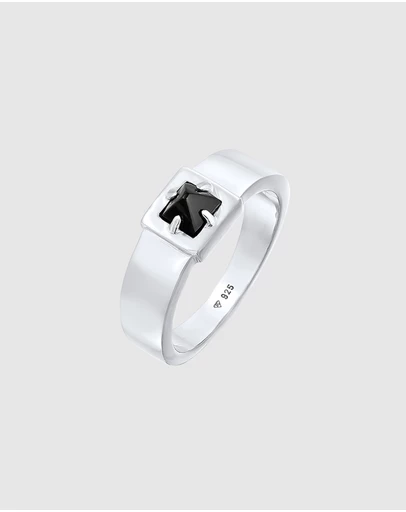 Kuzzoi - ICONIC EXCLUSIVE - Onyx Signet Ring in 925 Sterling Silver
