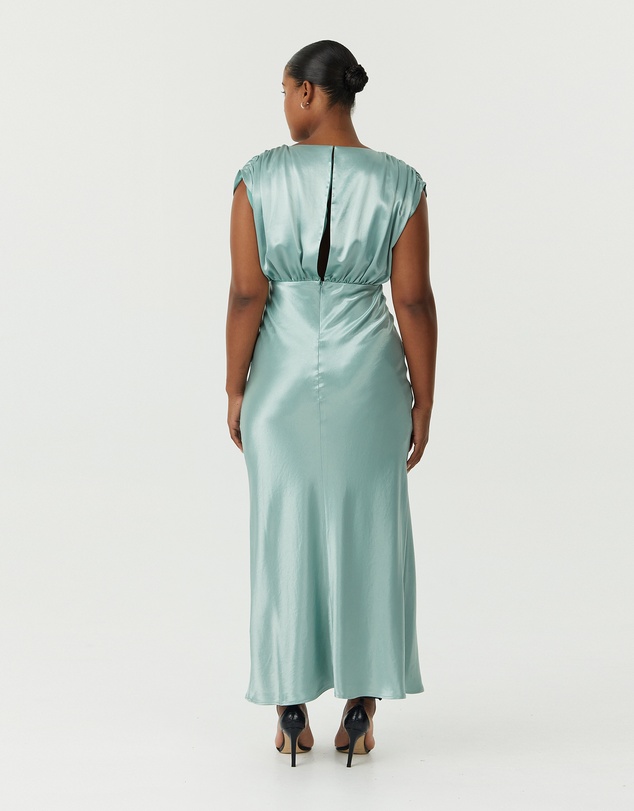 Third Form - Satin Cross Over Gather Dress
